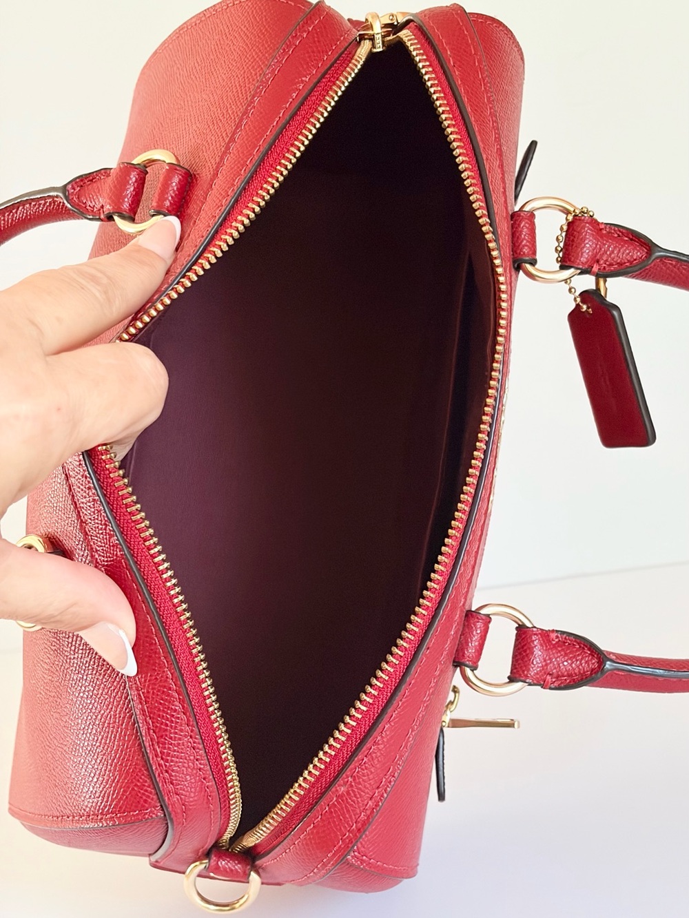 Coach Rowan Red Leather Satchel Bag - Picture 9 of 9